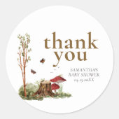 Rustic Mushroom Woodland Baby Shower ラウンドシール (正面)