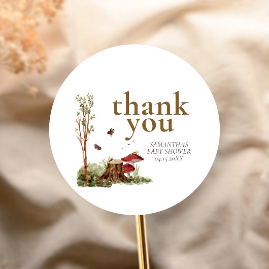 Rustic Mushroom Woodland Baby Shower ラウンドシール