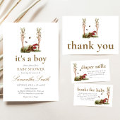 Rustic Mushroom Woodland Baby Shower 招待状