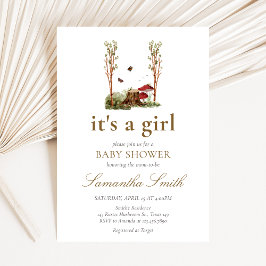 Rustic Mushroom Woodland Baby Shower 招待状