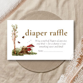 Rustic Mushroom Woodland Baby Shower Diaper Raffle エンクロージャーカード