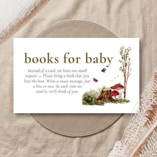 Rustic Mushroom Woodland Shower Books for Baby エンクロージャーカード