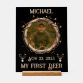 Rustic "My First Deer" Outdoor Deer Hunter アクリルサイン (正面)