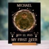 Rustic "My First Deer" Outdoor Deer Hunter アクリルサイン (ニュートラル)
