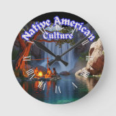   Rustic Native American Culture  Tribes ラウンド壁時計 (正面)
