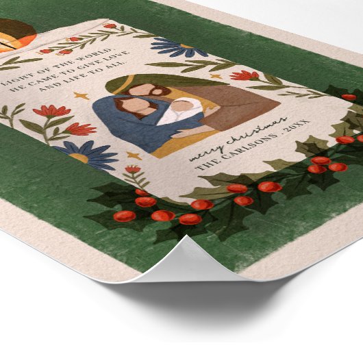 Rustic Nativity Candle Christian Christmas ポスター (角)