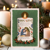 Rustic Nativity Candle Religious Christmas Flat シーズンカード
