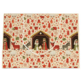 Rustic Nativity Scene Christmas Gift Bag ラージペーパーバッグ (正面)