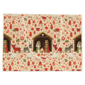 Rustic Nativity Scene Christmas Gift Bag ラージペーパーバッグ (裏面)
