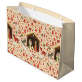 Rustic Nativity Scene Christmas Gift Bag ラージペーパーバッグ (裏面アングル)