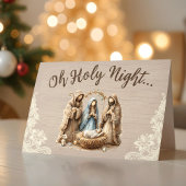 Rustic Nativity Scene Oh Holy Night Christmas Card シーズンカード