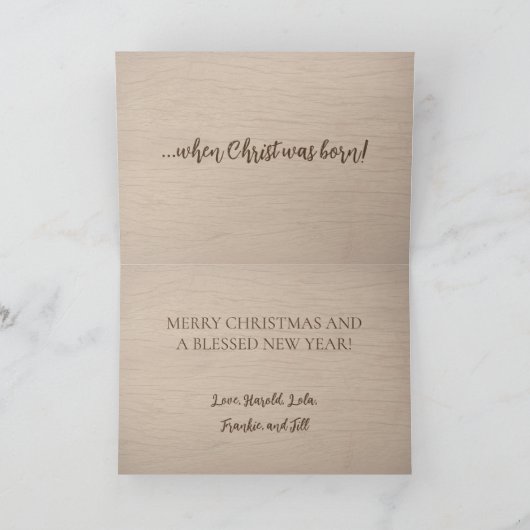 Rustic Nativity Scene Oh Holy Night Christmas Card シーズンカード (内部)