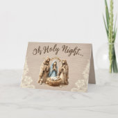 Rustic Nativity Scene Oh Holy Night Christmas Card シーズンカード (正面)