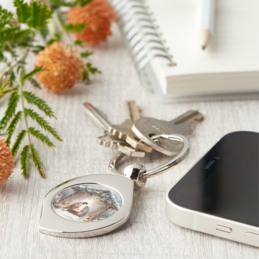 Rustic Nativity Scene with Winter Florals キーホルダー (側面)