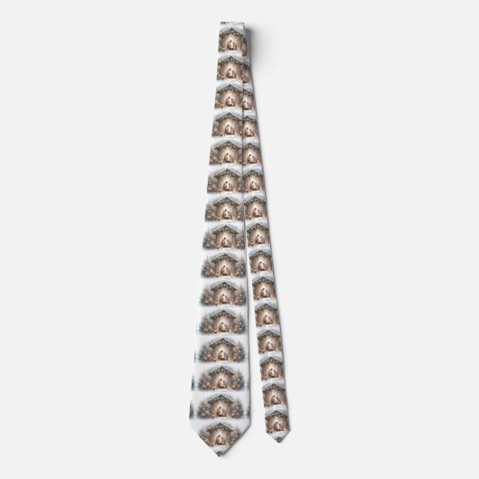 Rustic Nativity Scene with Winter Florals ネクタイ (正面)