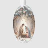 Rustic Nativity Scene with Winter Florals Card オーナメント (正面)