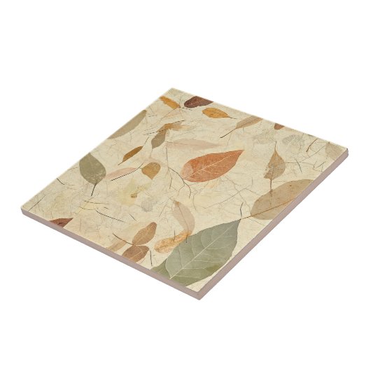 Rustic Nature-Inspired Leaf - Botanical Art (3) タイル (側面)