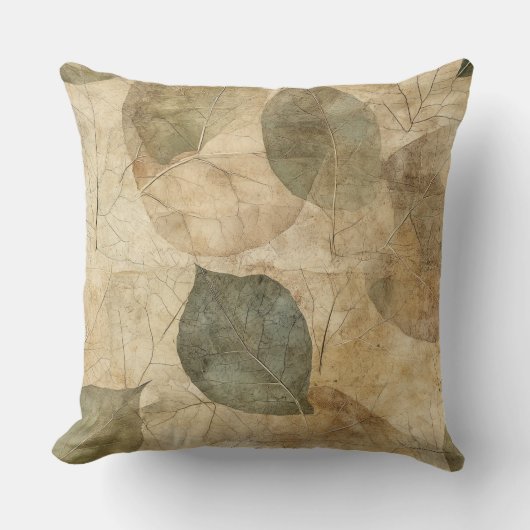 Rustic Nature-Inspired Leaf - Botanical Art (6) クッション (正面)