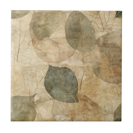 Rustic Nature-Inspired Leaf - Botanical Art (6) タイル (正面)