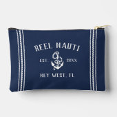 Rustic Nautical Navy Anchor Boat Name アクセサリーポーチ (裏面)