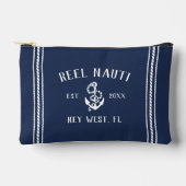 Rustic Nautical Navy Anchor Boat Name アクセサリーポーチ (正面)