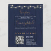 Rustic Navy ストリング ライト付き 結婚式 RSVP (裏面)