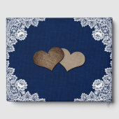 Rustic Navy Blue Burlap and Lace Sunflower Wedding ゲストブック (裏面)