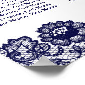Rustic Navy Blue Lace Sunflower Seating Chart 12 ポスター (角)