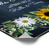 Rustic Navy Blue Sunflower Wedding Cards & Gifts ポスター (角)