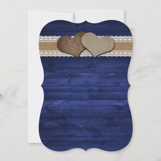 Rustic Navy Blue Sunflower Wood Wedding 招待状 (裏面)