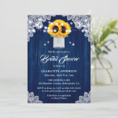 Rustic Navy Blue Wood Lace Sunflower Bridal Shower 招待状 (スタンド正面)