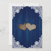 Rustic Navy Blue Wood Lace Sunflower Bridal Shower 招待状 (裏面)