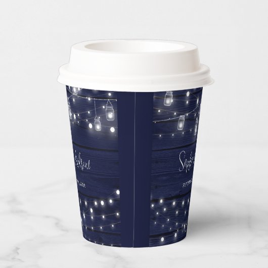 Rustic Navy Wood Mason Jars Lights Wedding 紙コップ (右)