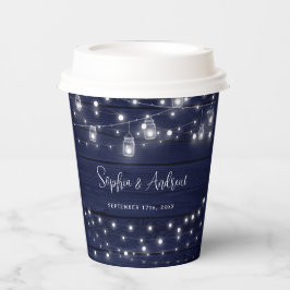 Rustic Navy Wood Mason Jars Lights Wedding 紙コップ