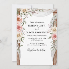 Rustic Neutral Boho Floral Wedding 招待状