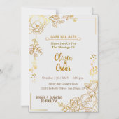 Rustic Neutral Boho Floral Wedding Invitation マグネット招待状 (正面)