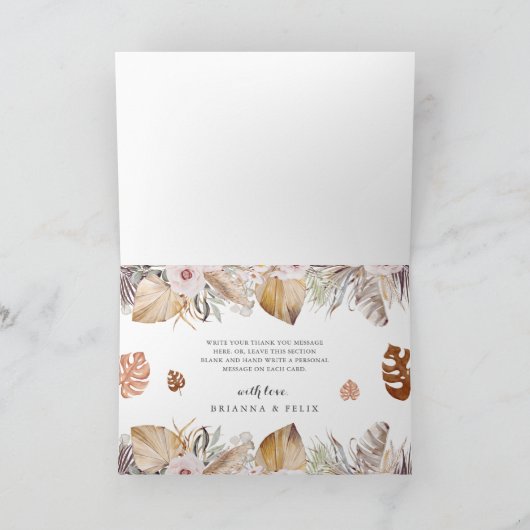 Rustic Neutral Boho Wedding サンキューカード (内部)