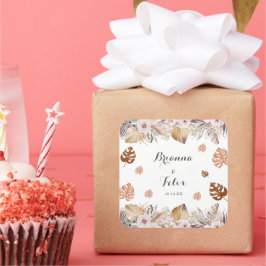 Rustic Neutral Boho Wedding スクエアシール