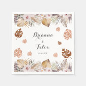 Rustic Neutral Boho Wedding スタンダードカクテルナプキン (正面)