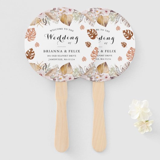Rustic Neutral Boho Wedding ハンドファン (正面&裏面)