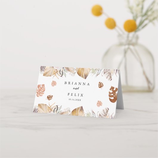 Rustic Neutral Boho Wedding プレイスカード (裏面)