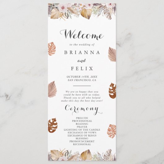 Rustic Neutral Boho Wedding プログラム (正面)