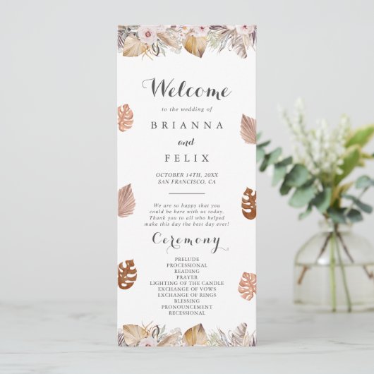 Rustic Neutral Boho Wedding プログラム (スタンド正面)