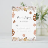 Rustic Neutral Boho Wedding 出欠カード (スタンド正面)