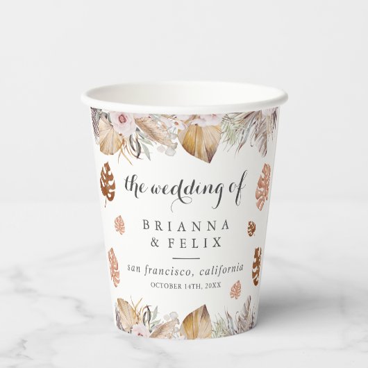 Rustic Neutral Boho Wedding 紙コップ (裏面)