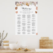Rustic Neutral Boho Wedding Seating Chart ポスター (キッチン)