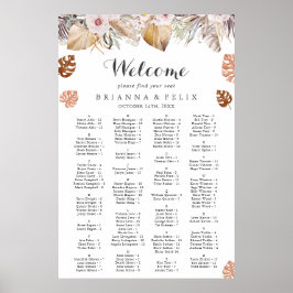 Rustic Neutral Boho Wedding Seating Chart ポスター