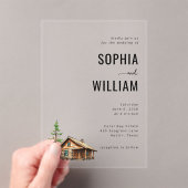 Rustic Neutral Cabin Illustration アクリル招待状 (インサイチュ (ポータブル))