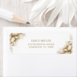 Rustic Neutral Floral Return Address Label ラベル