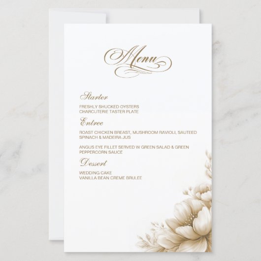 Rustic Neutral Floral Wedding Menu (正面)